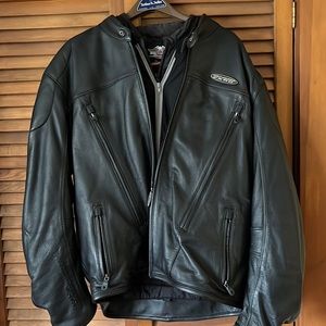 Harley Davidson FXRG Black Leather Motorcycle Jacket